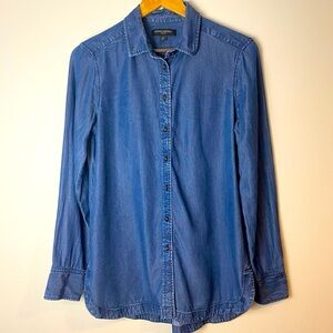 BANANA REPUBLIC Parker Chambray Long Sleeve Button Up Blouse Tunic Size Small